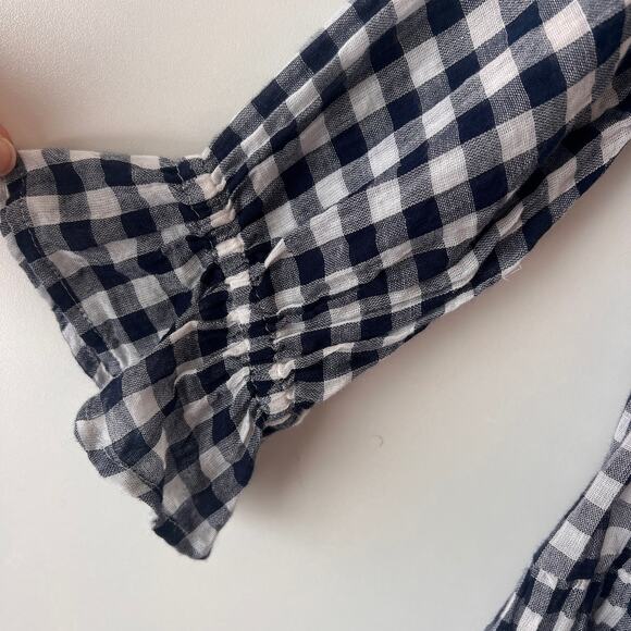 Well Dressed Wolf WDW 3T Midnight Gingham Navy Check Dress Cottagecore Boho - Picture 3 of 7